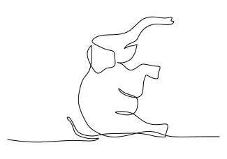 Standing Elephant One-Line Standing Elephant Drawing: Practice Symmetry and Animal Shape Recognition