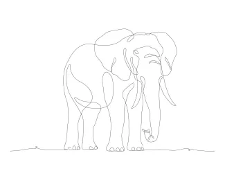 Elephant Wildlife Wildlife Elephant in One Line: Easy Drawing Style for All Ages