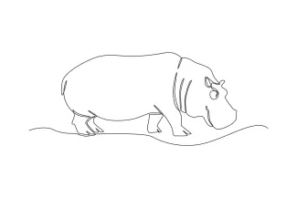 Hippopotamus Draw a Hippopotamus with One Line: Simple Wild Animal Art for Beginners