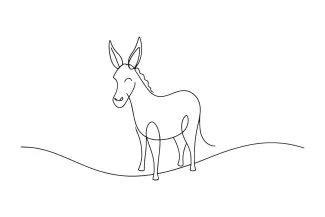 Donkey Simple Donkey Drawing with One Line: Great for Farm-Themed Art Projects
