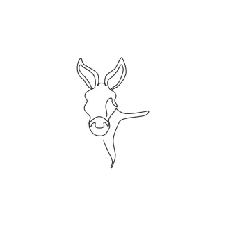 Donkey Head Drawing: Practice Unique Features in One Line Style