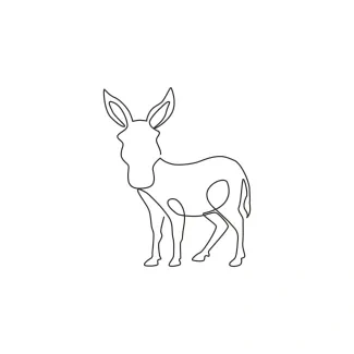 Walking Donkey "Minimalist Walking Donkey Drawing: Expressing Strength and Motion with One Artistic Stroke"