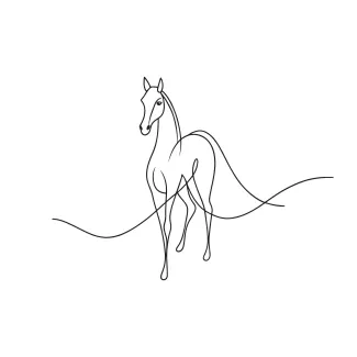 Horse "Minimalist Horse Sketch: Depicting Motion and Elegance in One Line Art"