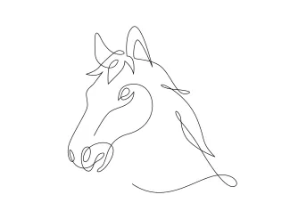 Horse Portrait Face One Line Drawing of a Horse Face: Easy Animal Portrait for Beginners