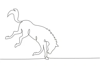 Wild Horse Jumps Jumping Wild Horse in One Line: Practice Energy in Simple Drawing