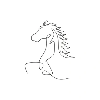 Elegant Horse Head "Minimalist Horse Head Drawing: Capturing Grace and Strength with One Continuous Stroke"