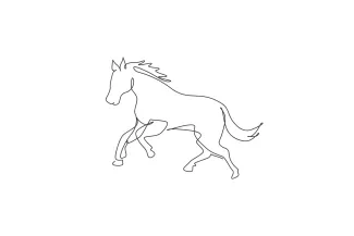 Cute Horse Wild "Minimalist Wild Horse Sketch: Capturing Elegance and Energy with One Artistic Stroke"