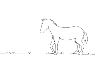 White Horse Walks Draw a White Horse Walking in One Line: Simple and Relaxing Technique