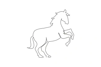 Horse Walks Gracefully Easy One Line Art of a Graceful Walking Horse for Beginners