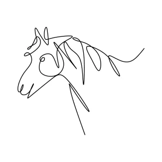 Standing Wild Horse "One Line Wild Horse Drawing: Capturing Strength and Freedom with Minimalist Art"