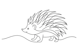 Hedgehog Simple Hedgehog One Line Drawing: Great Nature Animal for Easy Art Practice