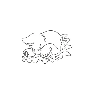 "One Line Destructive Mole Sketch: Illustrating a Skilled Burrower with Minimalist Art"