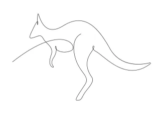 Kangaroo Kangaroo One Line Art: Learn Jumping Animal Shapes with Simple Drawing