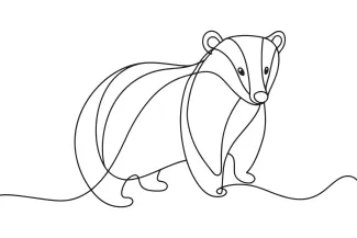 Badger Badger One Line Drawing: Learn to Sketch with Simple and Bold Lines