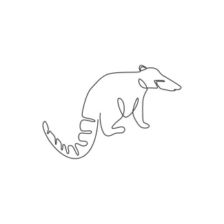 Coati "One Line Coati Sketch: A Minimalist Approach to Curious and Agile Wildlife Creatures"