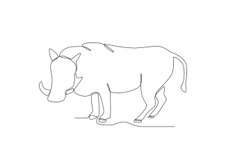 Warthog in Simple One Line Drawing: A Fun Animal to Explore Through Art