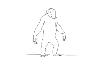 "Minimalist Chimpanzee Sketch: A One-Line Study of Expressive and Intelligent Wildlife Figures"