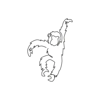 "Minimalist Jumping Chimpanzee Illustration: A One-Line Study of Wildlife Motion and Playfulness"