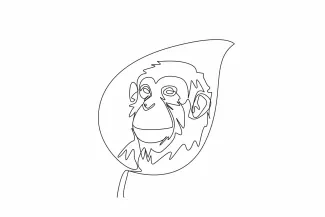 "One-Line Chimpanzee Head Art: A Minimalist Approach to Capturing Wildlife Expression"