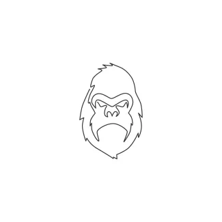One-Line Gorilla Head Drawing: Simple Practice with Wild Primate Features