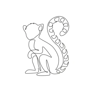 Funny Sitting Lemur "Minimalist Sitting Lemur Sketch: A One-Line Study of Playful and Relaxed Wildlife Forms"
