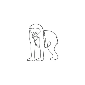Simple One Line Mandrill Drawing for Exploring Bold Animal Shapes