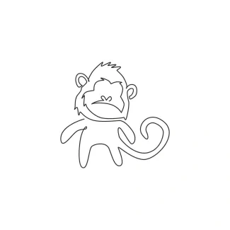 Walking Monkey in One Line: Simple Animal Movement Drawing Practice