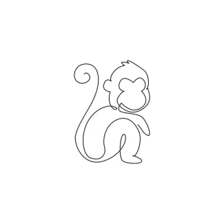 Sitting Monkey One Line Drawing for Learning Animal Posture Basics