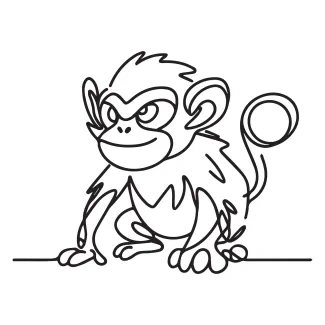 Monkey Drawing with One Line for Easy Animal Art Exploration