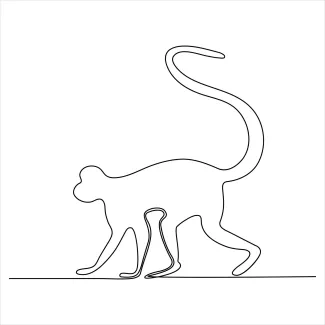 Explore Jungle Life with One Line Monkey Wildlife Drawing