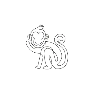 "Minimalist Walking Monkey Sketch: A One Line Study of Motion and Wildlife Behavior"