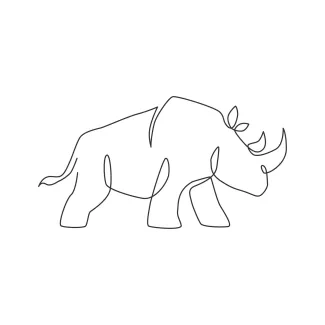 African Rhinoceros "Minimalist African Rhinoceros Drawing: Depicting Strength and Presence with One Continuous Stroke"