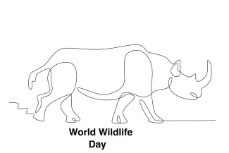 One-Horned Rhinoceros One-Horned Rhino Drawing in One Line: Fun Way to Learn Bold Animal Shapes