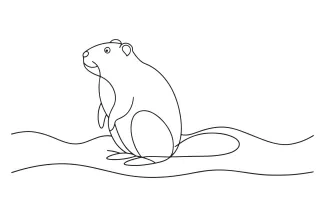 Beaver Dams One Line Drawing of Beaver and Dam: Learn Animal Habits Through Simple Art