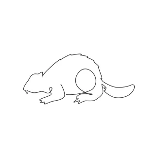 River Beaver Drawing: One Line Art of Water-Loving Animals