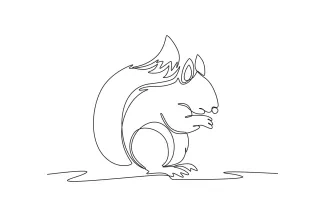 Squirrel Squirrel in One Line Art: Easy Drawing of a Fun Tree-Climbing Animal