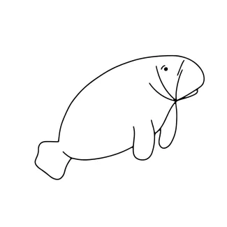 Manatee Animal "Minimalist Manatee Animal Drawing: A One Line Study of Recognizable Marine Wildlife"