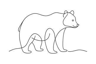 Asiatic Black Bear "Minimalist Asiatic Black Bear Sketch: Expressing Strength and Character with One Stroke"