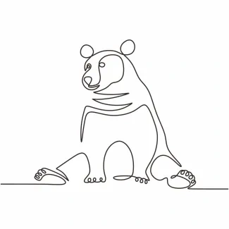 Bear "One Line Bear Illustration: A Simplified Approach to Capturing Wildlife Strength"