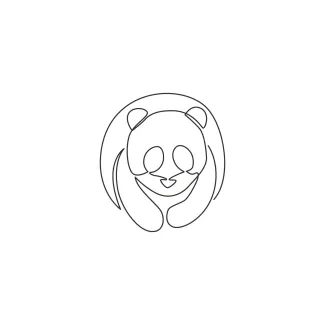 Panda Bear / Giant Panda One Line Drawing of Giant Panda: Fun Way to Learn Animal Shapes