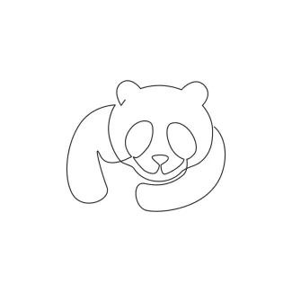 Panda Bear / Giant Panda Giant Panda in Simple Line Drawing: Improve Focus with Familiar Animal Shapes