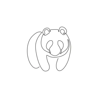 Panda Bear / Giant Panda One Line Giant Panda Drawing for All Levels: Learn Round Shapes with Ease