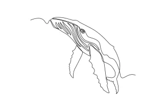 Blue Whale Blue Whale One Line Drawing: Gentle Sea Giant for Beginners