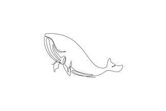 "Minimalist Blue Whale Illustration: Depicting Strength and Tranquility in One Line Art"