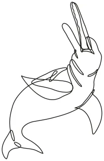 Amazon River Dolphin Boto "Minimalist Amazon River Dolphin Illustration: Depicting a Rare and Beautiful Creature with One Line Art"