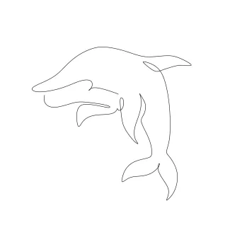 Dolphin Ocean Dolphin One Line Drawing: Simple Animal Art for Kids