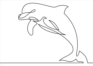 Dolphin One Line Drawing: Simple and Friendly Ocean Creature