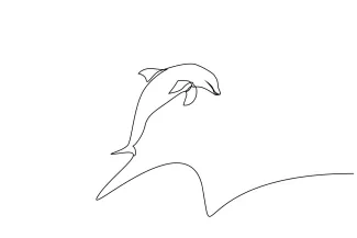 Easy Dolphin Jump One Line Drawing: Fun Marine Art for All Ages