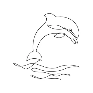Jumping Dolphin Art: One Line Ocean Drawing for Young Learners