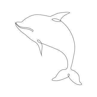 Dolphin Jumping Jumping Dolphin One Line Drawing: Practice Ocean Motion in Simple Art